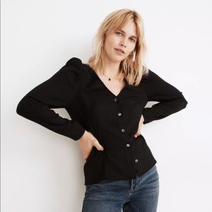 Madewell Westover Top Black Blouse NWT